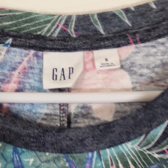 GAP Floral Ruffle Dress Size S Linen Hawaiian Short Sleeve Summer Casual - Picture 6 of 11